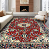 Ultra Soft Area Rug, Non Slip, Stain Resistant, Washable Area Rugs for Living Room, Bedroom, Vintage Low-Pile Laundry Room Carpet Teal(Red)