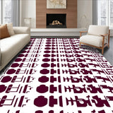 Abstract Grid Layout with Layered Checker Units and Contrasting Tones (Purple)