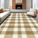 Ultra Soft Area Rug, Non Slip, Stain Resistant, Washable Area Rugs for Living Room, Bedroom, Checkered Shaggy Fluffy(Beige)