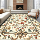 Refined Smoke and Beige Featuring Ornate Floral Leaf Motif Design(Beige)