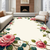 Pink Rose and Green Vine with Waterproof Reversible Charm(Beige)