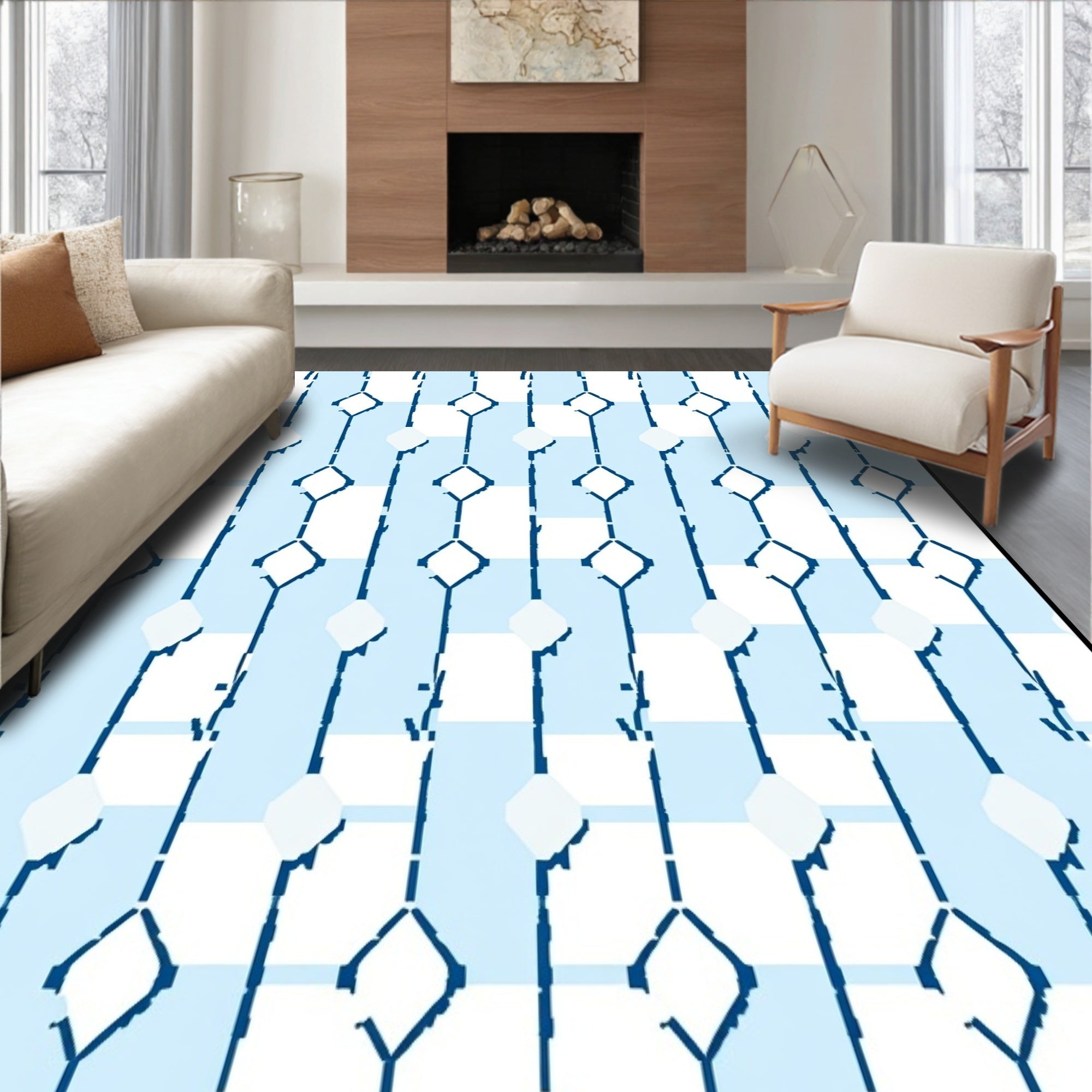 Honeycomb Hexagonal Grid with Modern Minimalist Styling (Blue) - ODIKA