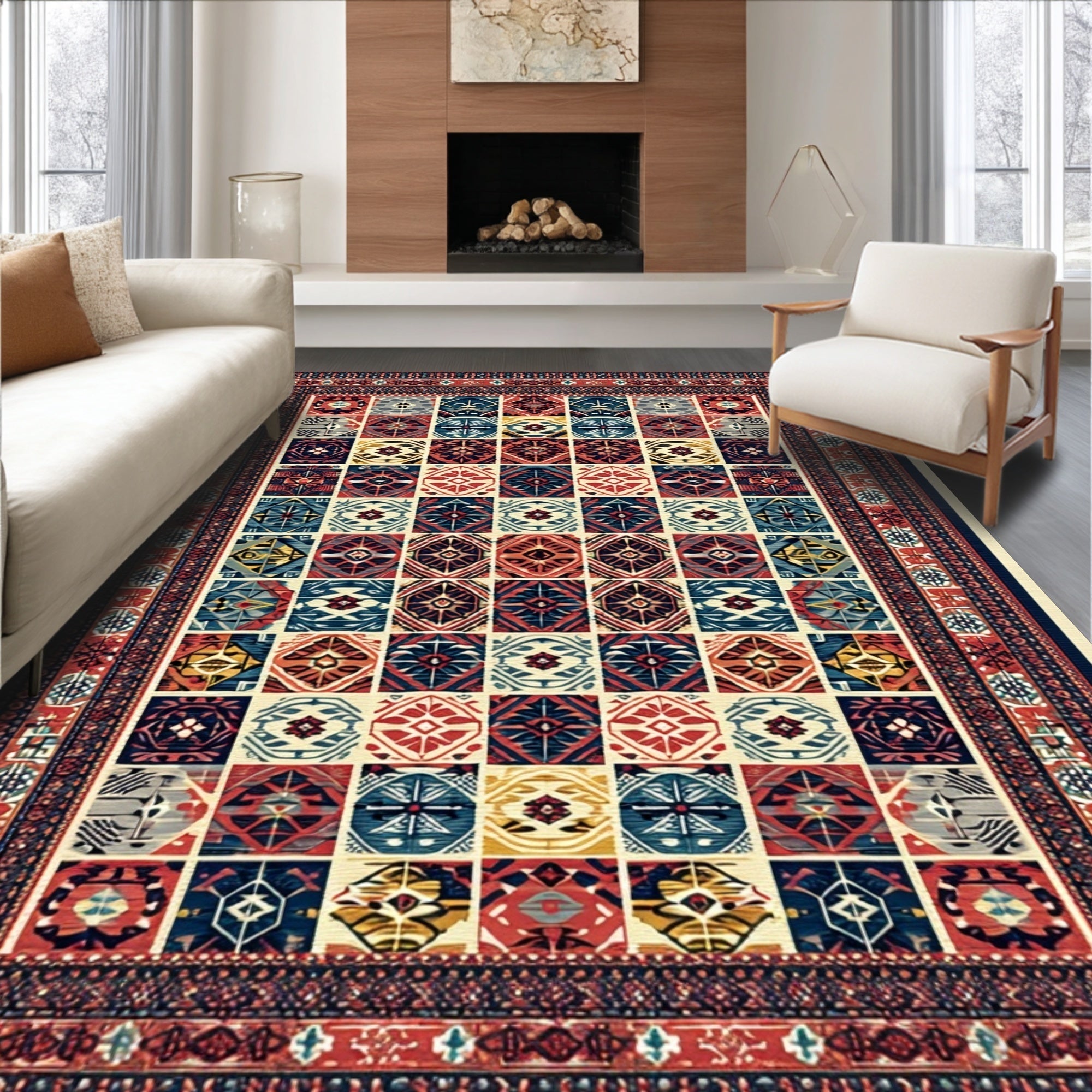 Ultra Soft Area Rug, Non Slip, Stain Resistant, Washable Area Rugs for Living Room, Bedroom, Seasonal Spring Mushroom Decorative Rug for Entryway(Blue)