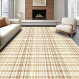 Neutral Tan & Beige Checkered Simple Geometric Area(Beige)