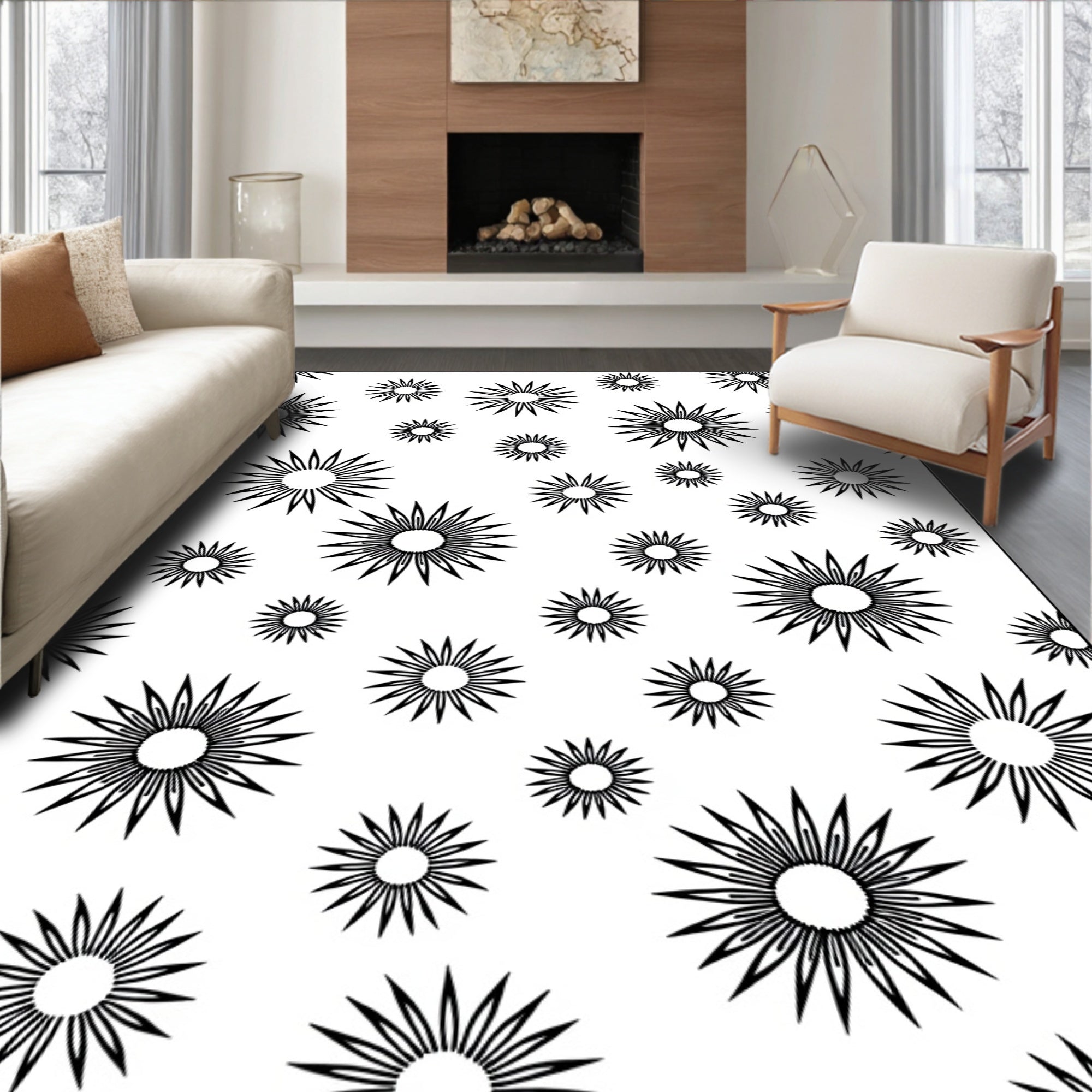 Starburst Explosion Motif Comfort Floor Treatment (Black) - ODIKA