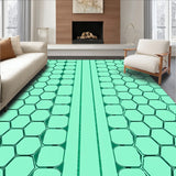 Hexagonal Honeycomb Textured Floor with Machine Wash Design(Blue)