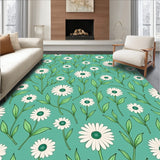 Blooming Meadow Floral Tapestry With Elegant Botanical Motifs(Green)
