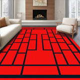 Windowpane Check with Crossed Band Framework Design(Red)