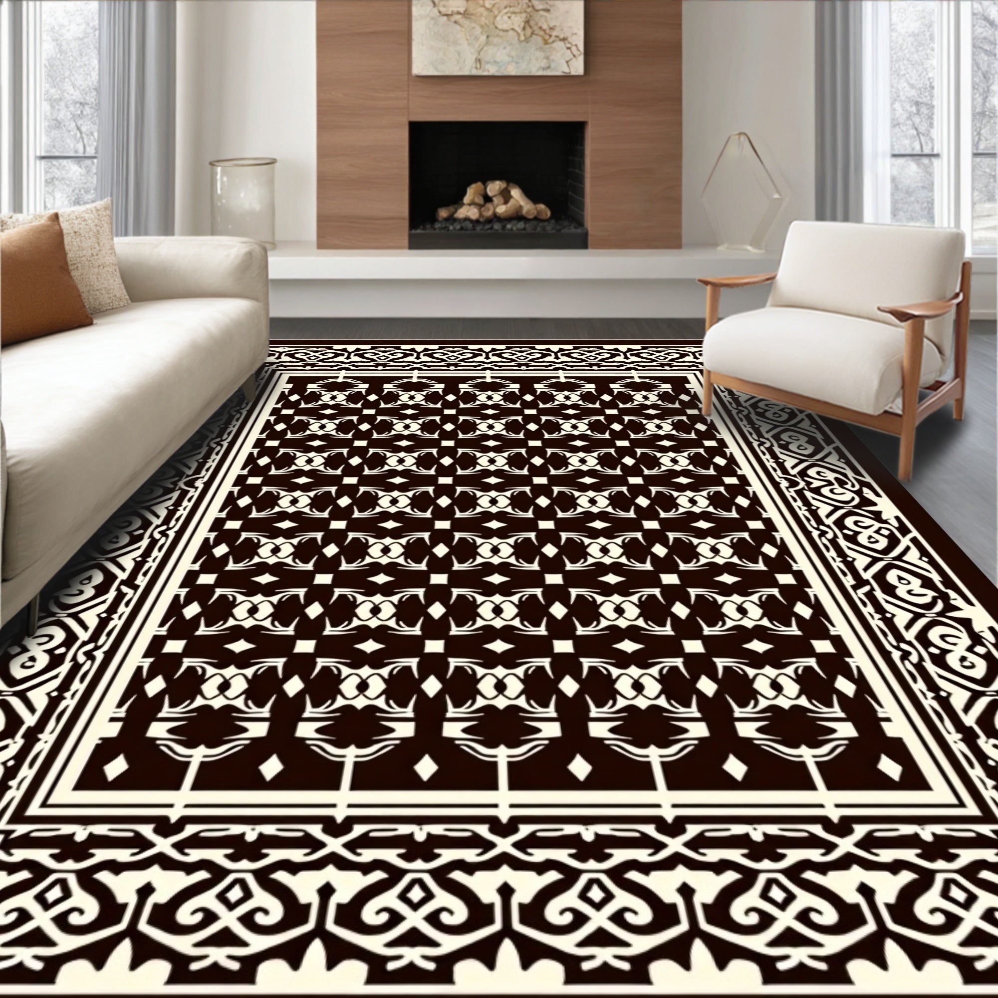Interlocking Tiled Motif with Vintage Lattice Accents (Black) - ODIKA