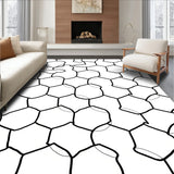Hexagonal Honeycomb Tessellated Grid Fluffy Floor(Black)