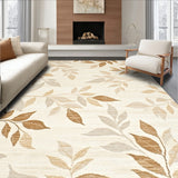 Elegant Leaf Beige Indoor Doormat Absorbent Entryway(Beige)