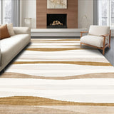 Chic Beige White Area Abstract Striped Design Contemporary Floor(Beige)