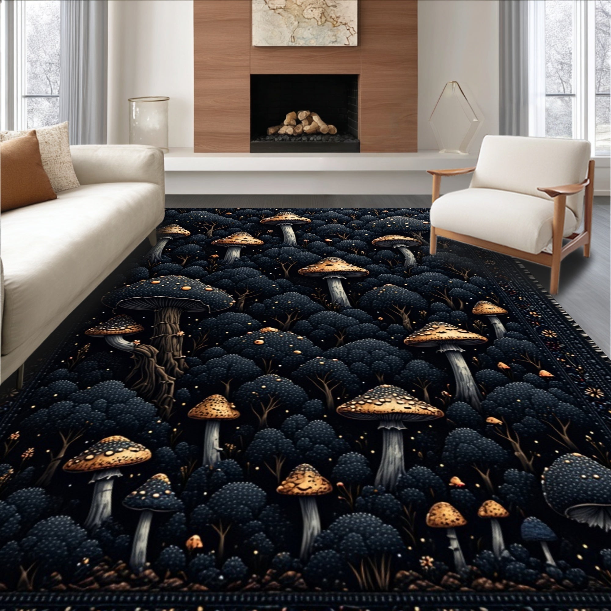 Ultra Soft Area Rug, Non Slip, Stain Resistant, Washable Area Rugs for Living Room, Bedroom, Soft Boho Hallway Rug with Rubber Backing(Black)