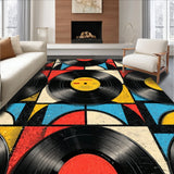 Ultra Soft Area Rug, Non Slip, Stain Resistant, Washable Area Rugs for Living Room, Bedroom, Music Lover's Colorful Kitchen Absorbent Doormat(Black)