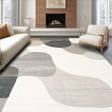 Contemporary Abstract with Flowing Beige Grey Design(Beige)