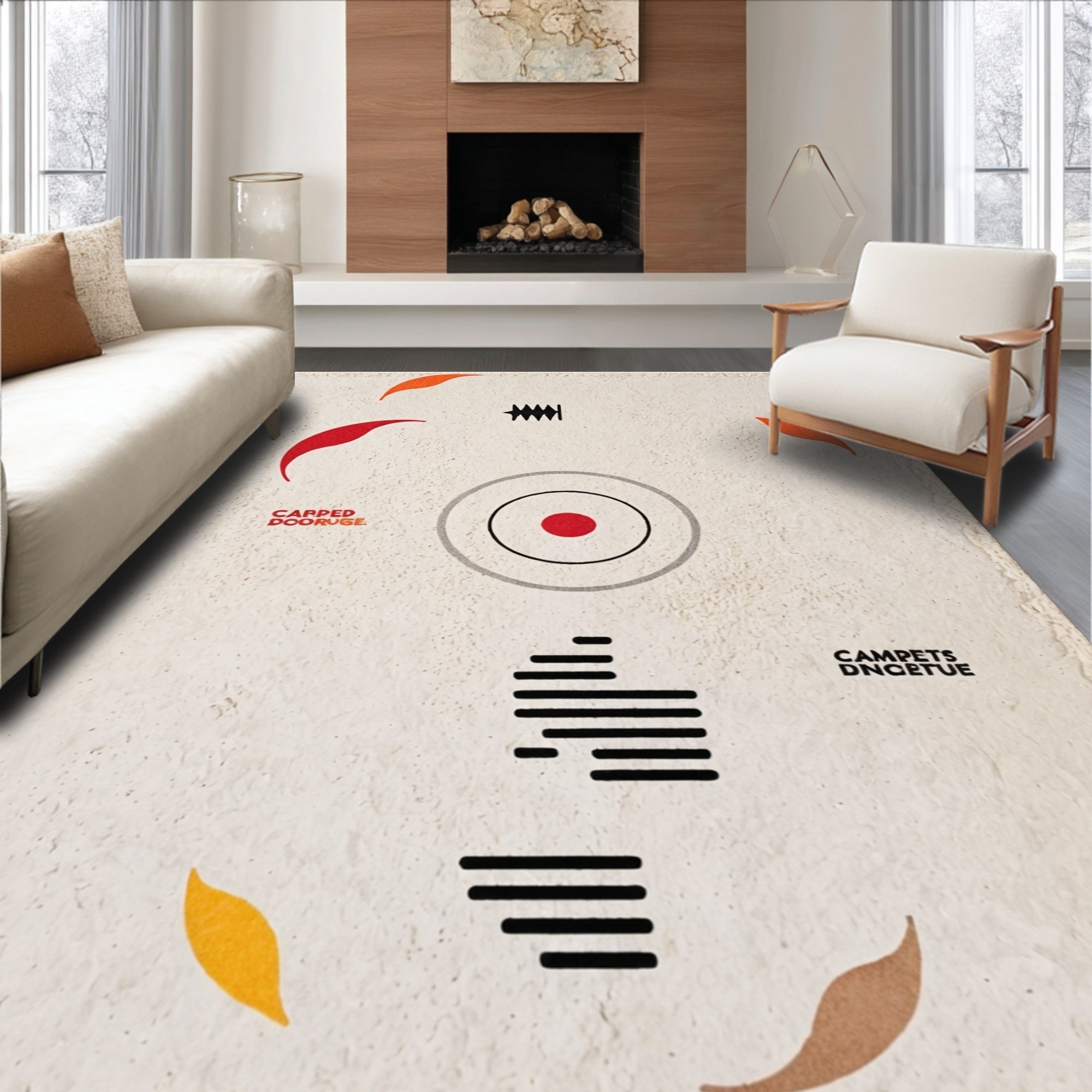 Ultra Soft Area Rug, Non Slip, Stain Resistant, Washable Area Rugs for Living Room, Bedroom, Colorful Retro Bathroom Mat for Music Lovers(Red)