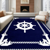 Captain Entryway With Nautical Helm Design Maritime(Blue)