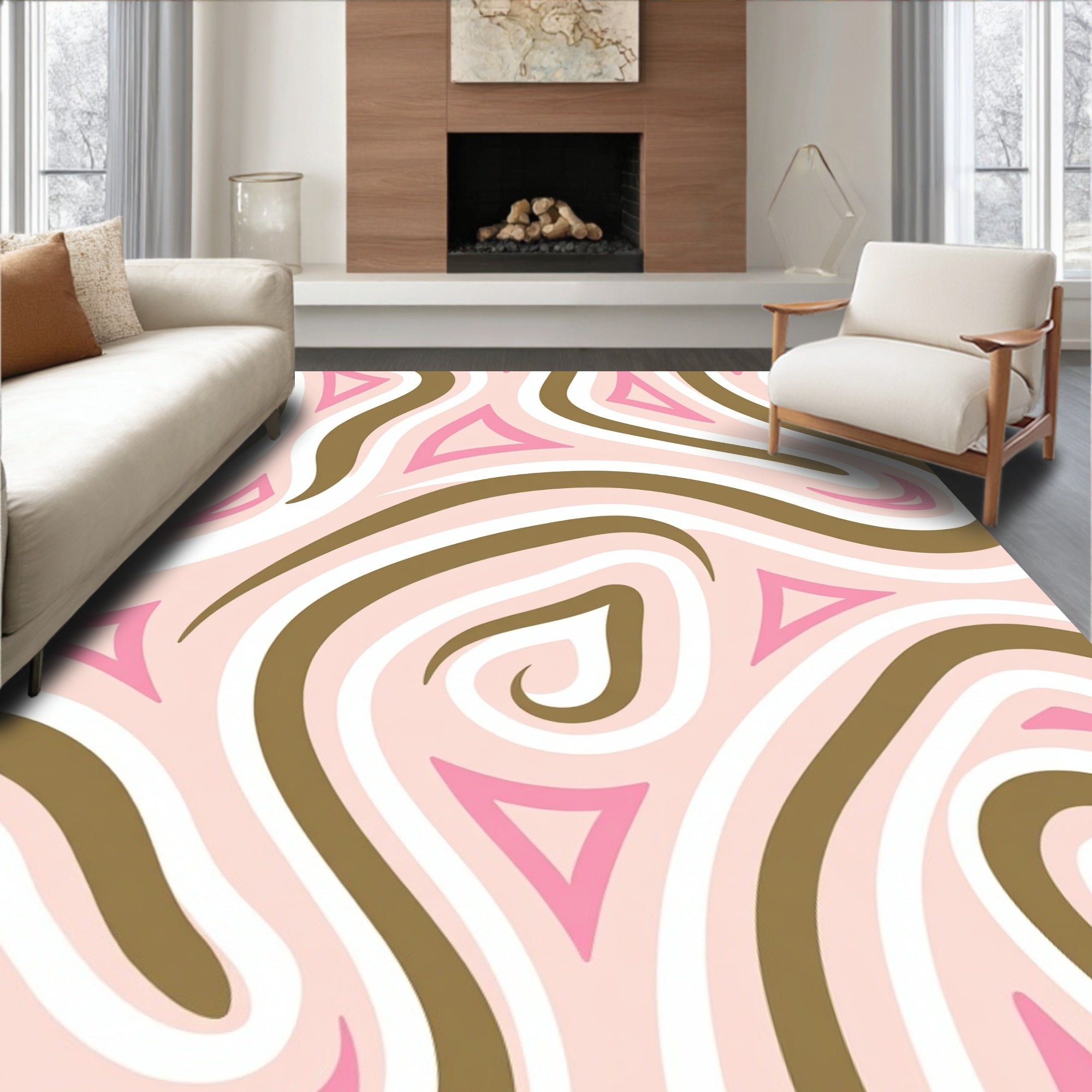 Contemporary Abstract Wave Touch Floor (Pink) - ODIKA