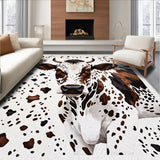 Ultra Soft Area Rug, Non Slip, Stain Resistant, Washable Area Rugs for Living Room, Bedroom, Rustic Faux Cowhide Decor for Small Spaces(White)