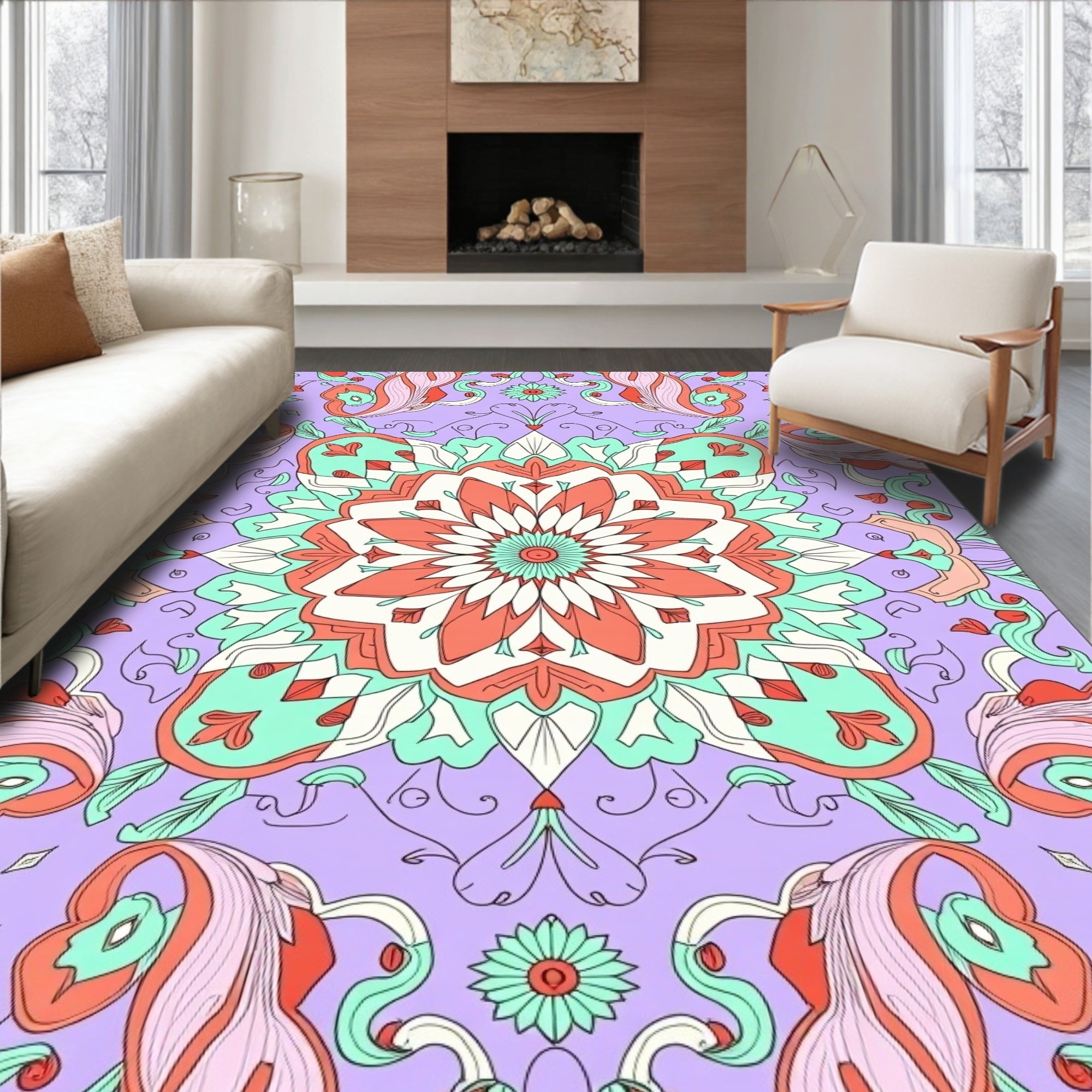 Intricate Boho Inspired with Layered Floral and Vine Motifs (Purple) - ODIKA