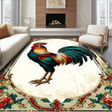 Heritage Poultry Half Moon Rug Nostalgic Barnyard Rooster Non Slip Entry Carpet(Red)