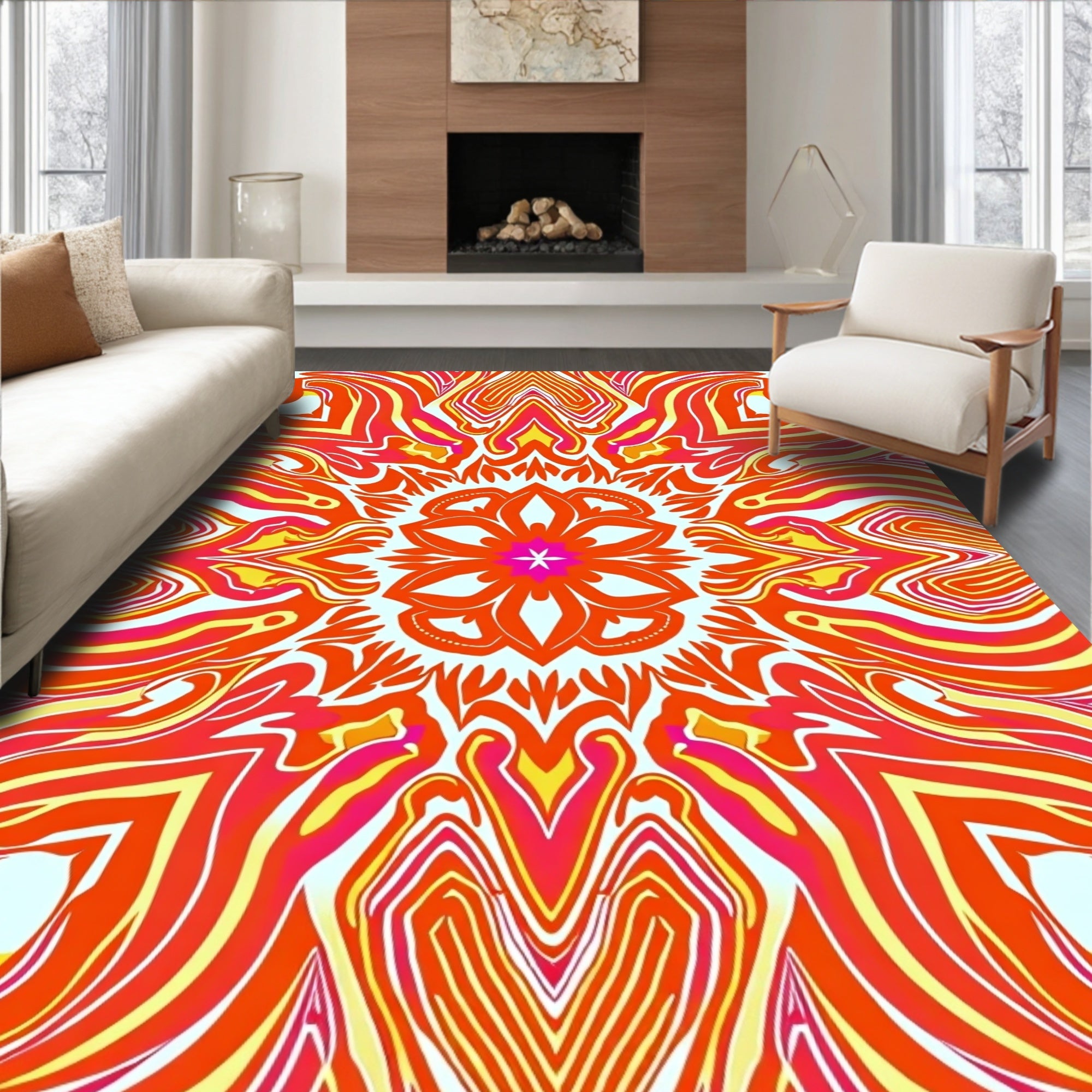 Retro Swirl Featuring Tangerine Burst Design (Orange) - ODIKA