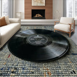 Ultra Soft Area Rug, Non Slip, Stain Resistant, Washable Area Rugs for Living Room, Bedroom, Black Music Record Bedroom Non-Slip Area Rug(Black)