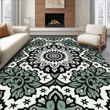 Monochrome Interlocking Floral Medallion Patterned Artwork (Green)