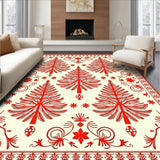Festive Evergreen Holiday Pathway Accent With Decorative Yuletide Motif(Beige)