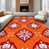 Cheerful Snowman and Intricate Snowflake Ensemble Seasonal Floor Covering(Orange)