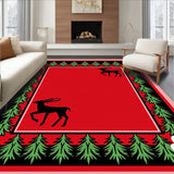 Reindeer Floor with Pine Tree Forest Scene(Red)