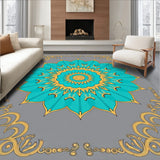 Burst Contemporary Floor Accent with Intricate Symmetrical Design(Turquoise)
