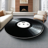 Ultra Soft Area Rug, Non Slip, Stain Resistant, Washable Area Rugs for Living Room, Bedroom, vinyl record music rug(Black)