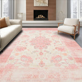 Floral Area Bohemian Flair Modern Home Decor Pink & Beige(Pink)