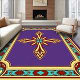 Autumn Medallion Boho with Retro Leaf Motifs and Ornate Borders(Purple)