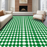 Yuletide Gingham Grid Celebration Floor Covering Decorative(Green)