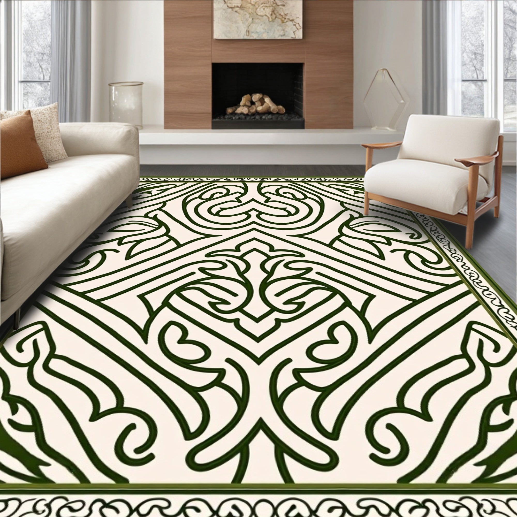 Vintage Trellis Arrangement Featuring Interlocking Floral Details (Beige) - ODIKA