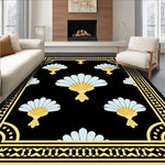 Art Fan Motif with Metallic Accents and Symmetrical Layout (Black) - ODIKA