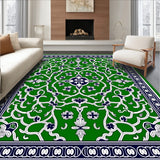 Interlocking Medallion Motifs with Ornate Symmetry and Floral Accents (Green) - ODIKA
