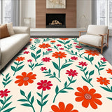 Blossoming Garden Whimsy Botanical Tapestry Artistic Meadow Design (Orange)