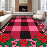 Checked with Poinsettia Floral Borders(Pink)