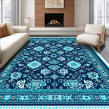 Ultra Soft Area Rug, Non Slip, Stain Resistant, Washable Area Rugs for Living Room, Bedroom, Boho Blue Pink Living Room Non-Shedding Rug(Blue)