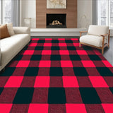 Gingham Checker Doormat Featuring Traditional Tartan(Red)