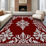 Nordic Pine and Snow Blossom Motif with Festive Scrollwork(Red)