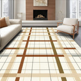 Abstract Geometric Area with Neutral Checkerboard and Linear Accents(Beige)