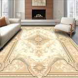 Beige and Cream Ornate Medallion with Refined Scroll Accents Flourishes(Beige)