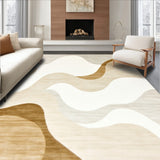 Abstract Waves Area for Home Decor Artistic Swirl Design(Beige)