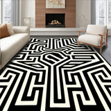 Abstract Monochrome Maze with Asymmetrical Interlocking Paths(Black)