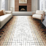Artistic Mosaic Tile Area with Symmetric Brown Beige Gradient Blocks(Beige)