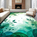 Lake Leaf Escape Plant Inspired Non Slip Area Rug Carpet(Green)
